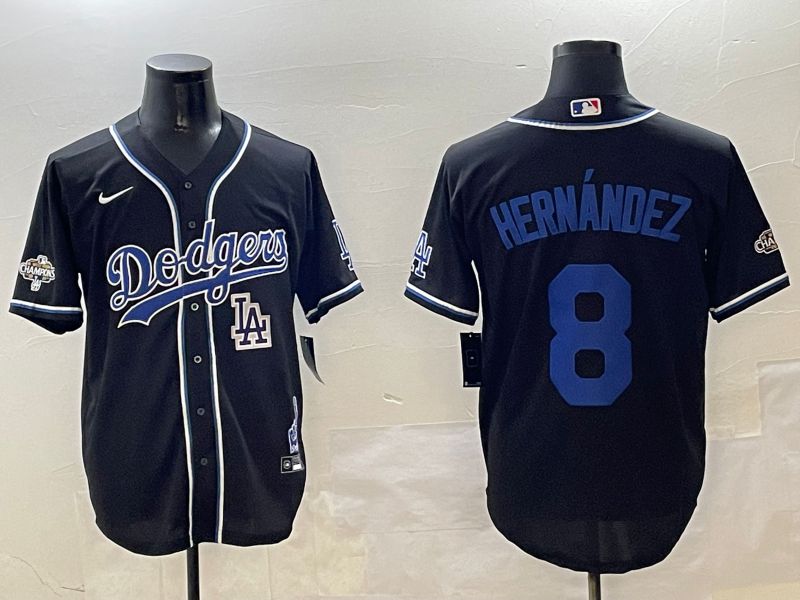 Men Los Angeles Dodgers 8 Hernandez Black Fashion Game 2025 Nike MLB Jersey style 3069